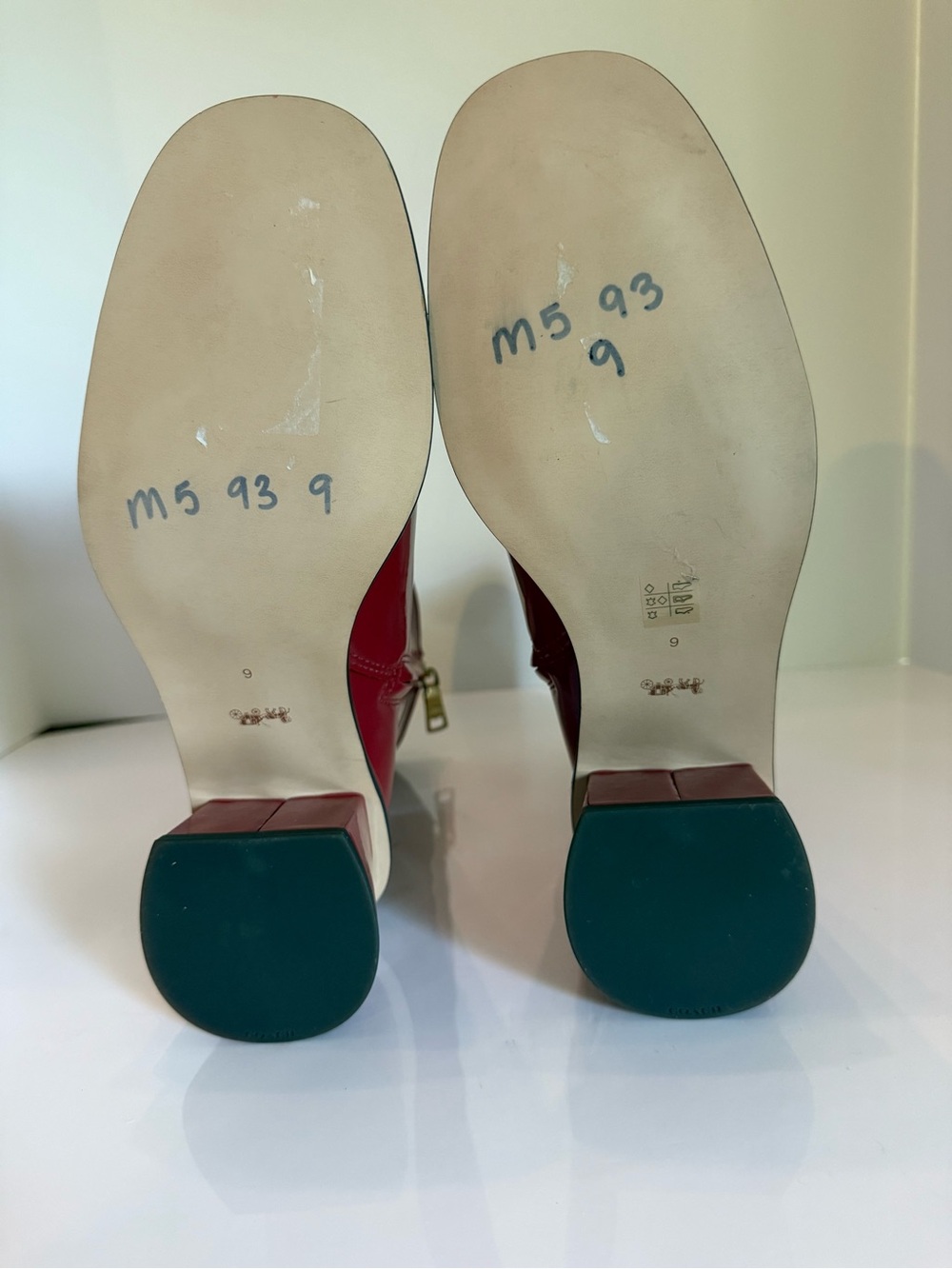 Coach Red Patent Leather Block Heel Boots - Picture 11 of 12